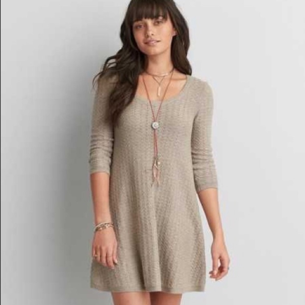 AEO stitched sweater dress in beige Size S EUC